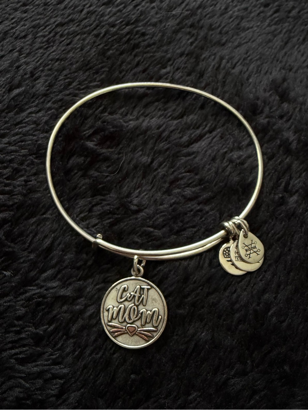 Alex and Ani Silver Cat Mom Charm Bangle Bracelet